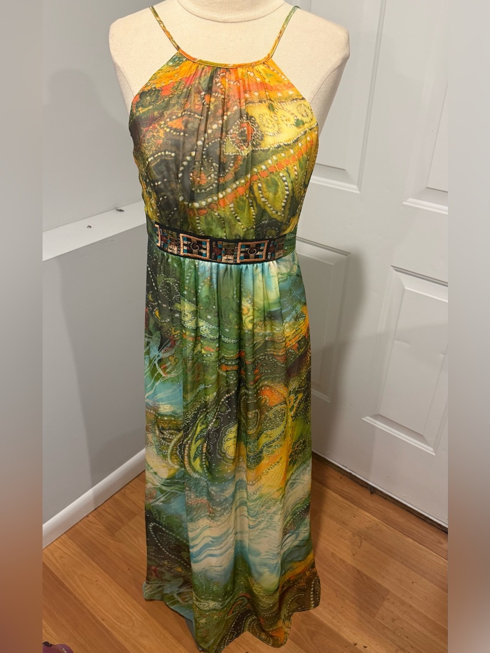 ABG dress - Bohemian Halter Maxi Dress in Green & Yellow
